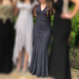 Sparkly Dark Charcoal Gray Prom Dress